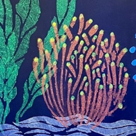 UV BLACKLIGHT CORAL PAINTING Black Canvas Coral Saltwater Reef Ocean Life Art - Picture 2 of 3